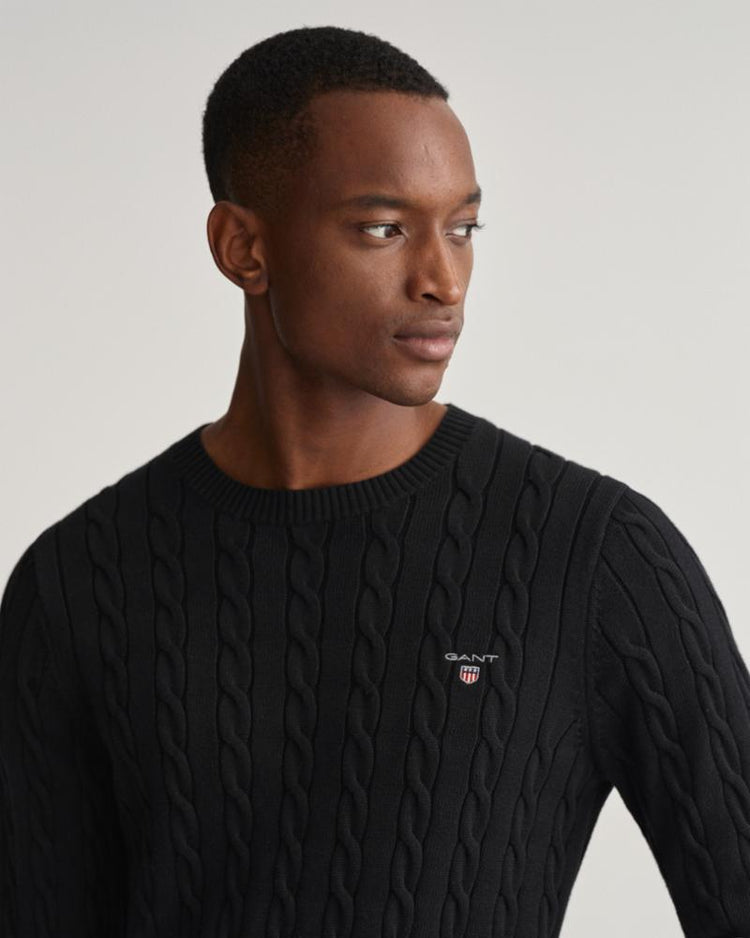 Gant Apparel Mens COTTON CABLE C-NECK 5/BLACK