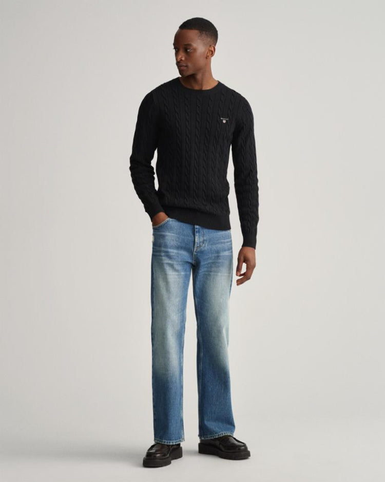 Gant Apparel Mens COTTON CABLE C-NECK 5/BLACK