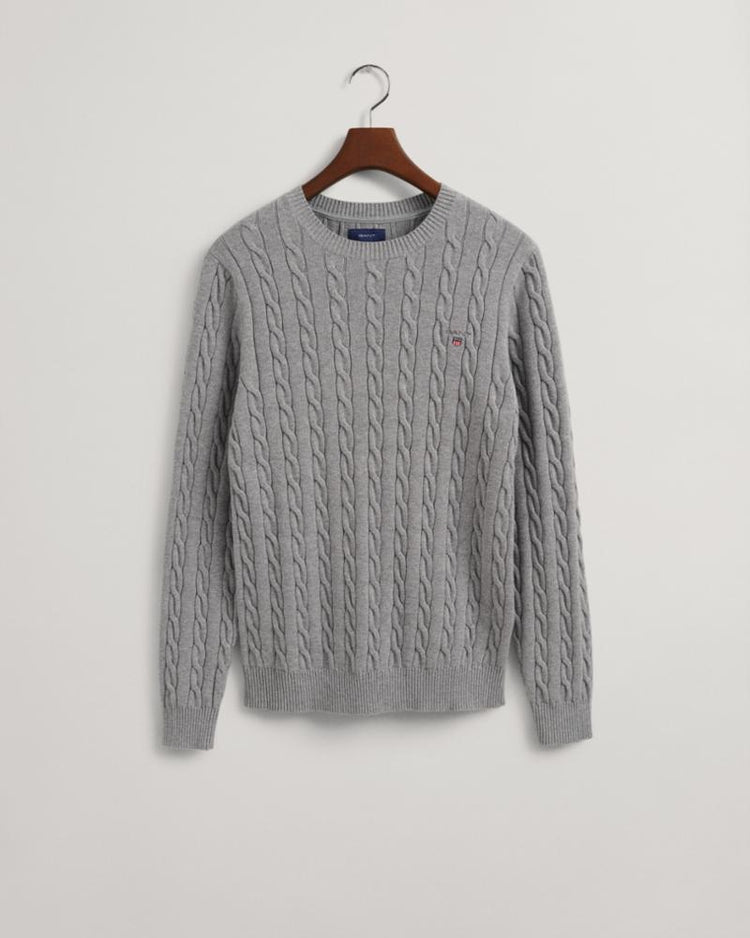 Gant Apparel Mens COTTON CABLE C-NECK 93/GREY MELANGE