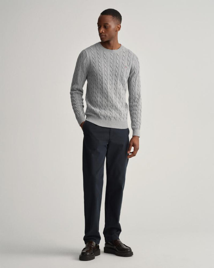 Gant Apparel Mens COTTON CABLE C-NECK 93/GREY MELANGE