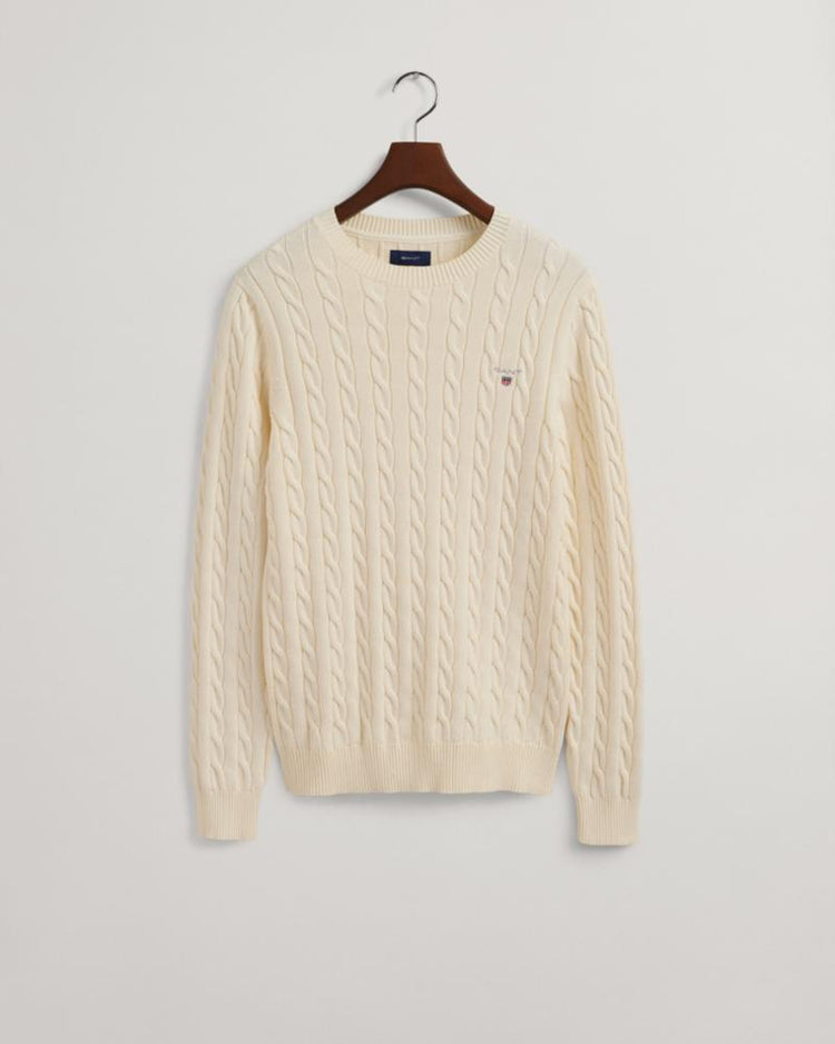 Gant Apparel Mens COTTON CABLE C-NECK 130/CREAM
