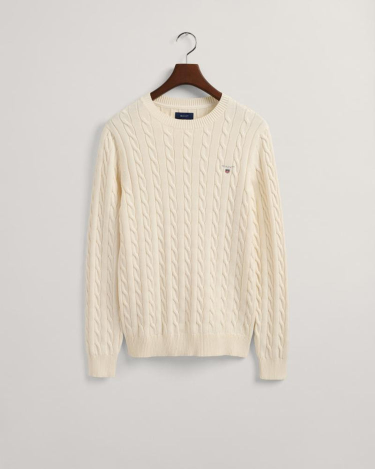 Gant Apparel Mens COTTON CABLE C-NECK 130/CREAM