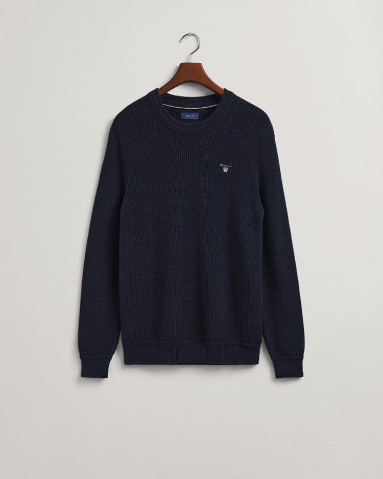 Gant Apparel Mens COTTON WOOL RIB C-NECK 433/EVENING BLUE