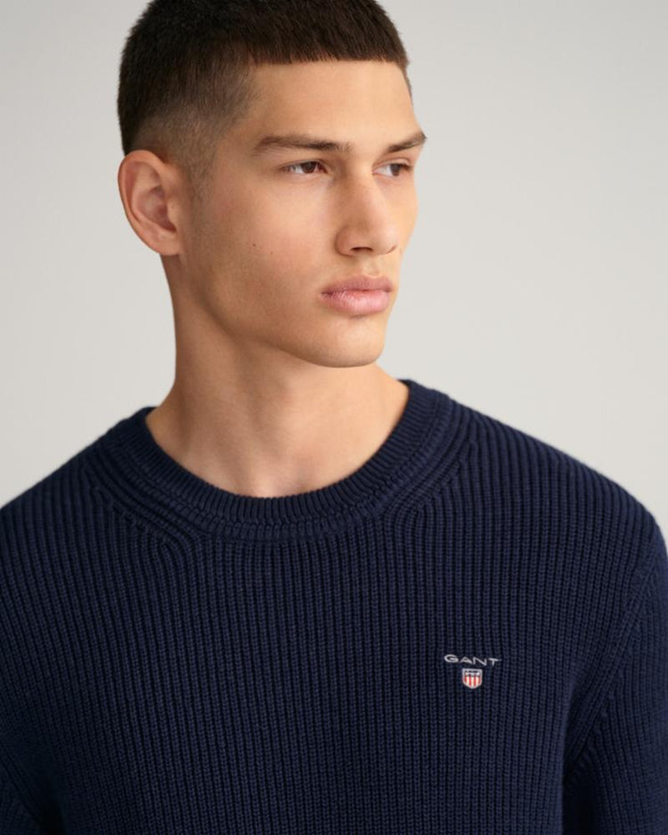 Gant Apparel Mens COTTON WOOL RIB C-NECK 433/EVENING BLUE