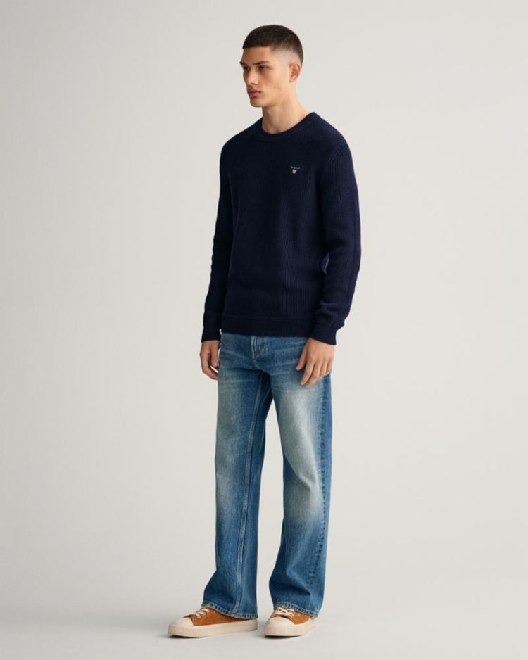 Gant Apparel Mens COTTON WOOL RIB C-NECK 433/EVENING BLUE