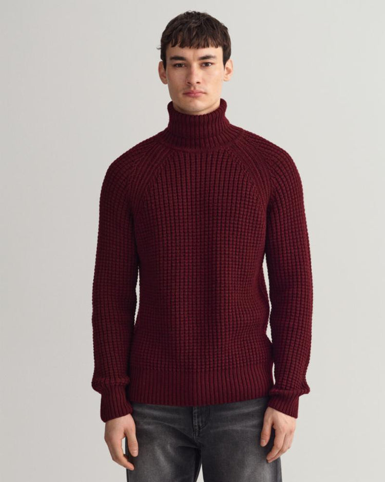 Gant Apparel Mens TEXTURED ROLL NECK 633/BURGUNDY