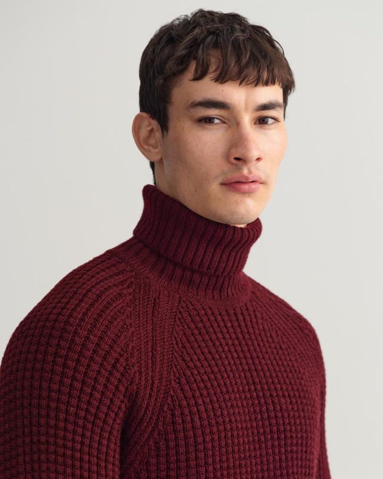 Gant Apparel Mens TEXTURED ROLL NECK 633/BURGUNDY