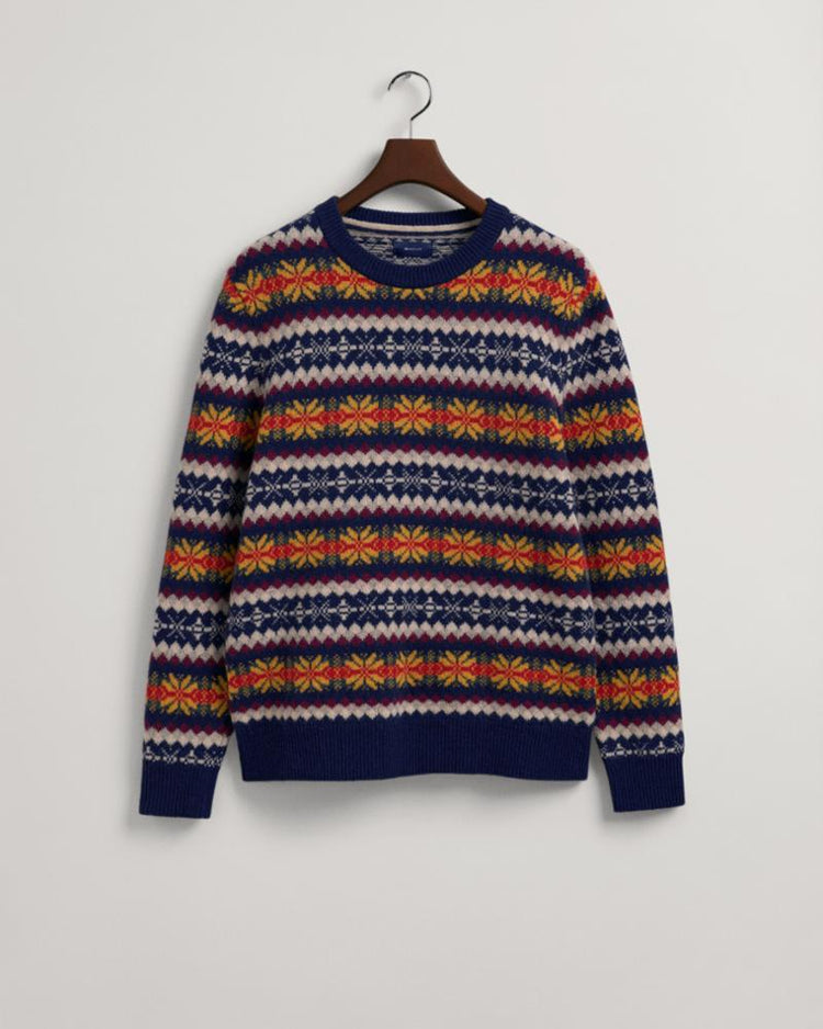 Gant Apparel Mens FAIR ISLE C-NECK 433/EVENING BLUE