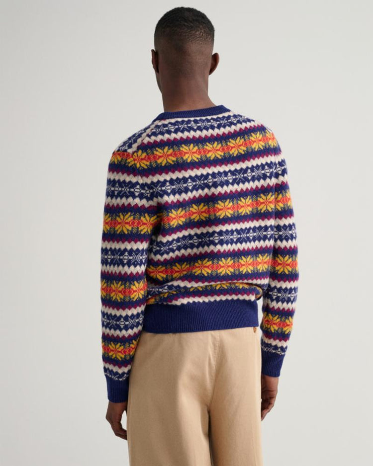 Gant Apparel Mens FAIR ISLE C-NECK 433/EVENING BLUE