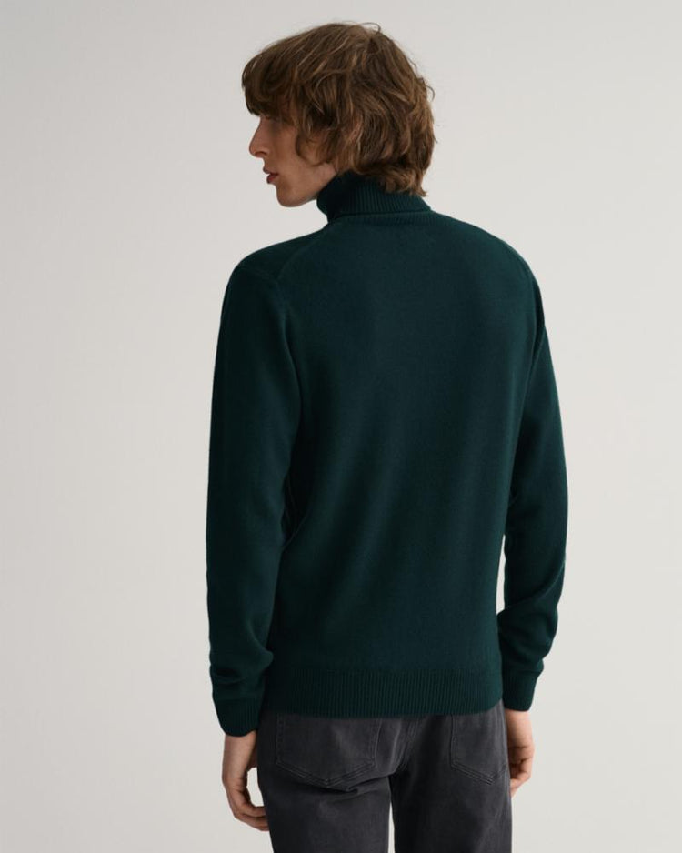Gant Apparel Mens LAMBSWOOL ROLL NECK 374/TARTAN GREEN