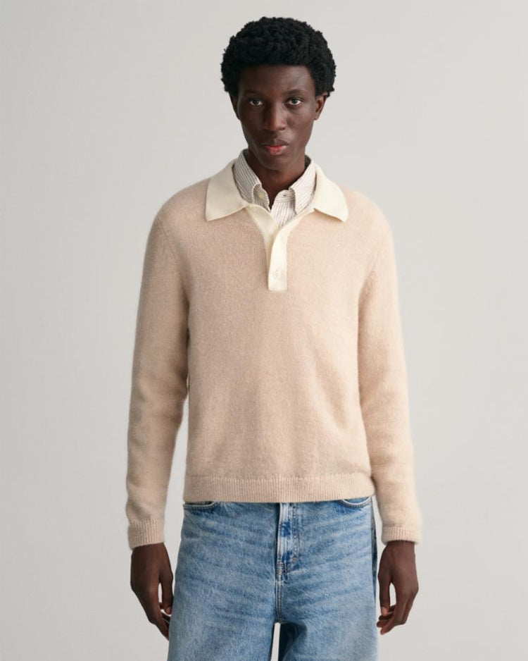 Gant Apparel Mens MOHAIR COTTON RUGGER 233/SOFT OAT