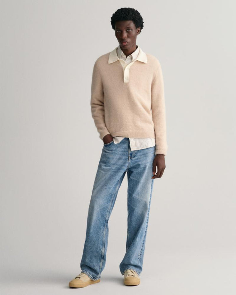 Gant Apparel Mens MOHAIR COTTON RUGGER 233/SOFT OAT