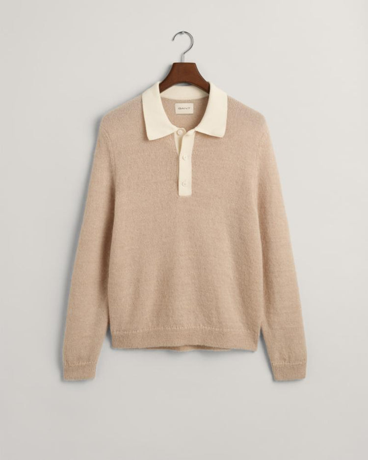 Gant Apparel Mens MOHAIR COTTON RUGGER 233/SOFT OAT