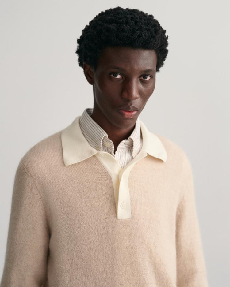 Gant Apparel Mens MOHAIR COTTON RUGGER 233/SOFT OAT