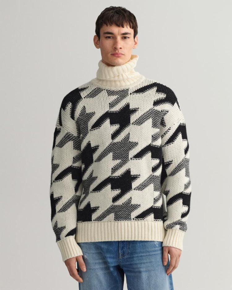 Gant Apparel Mens HOUNDSTOOTH ROLLNECK 130/CREAM