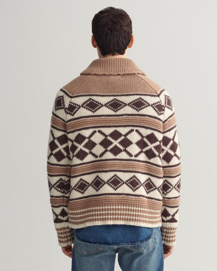 Gant Apparel Mens D2. OVERSIZED DIAMOND SWEATER 283/LT BROWN MELANGE
