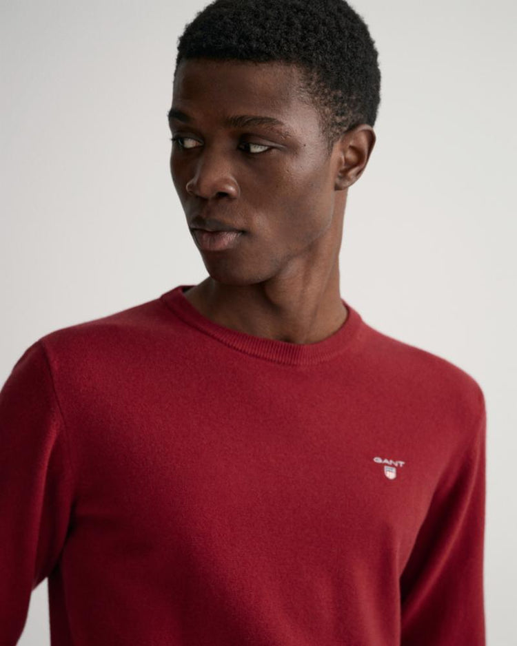 Gant Apparel Mens SUPERFINE LAMBSWOOL CREW 605/PORT RED