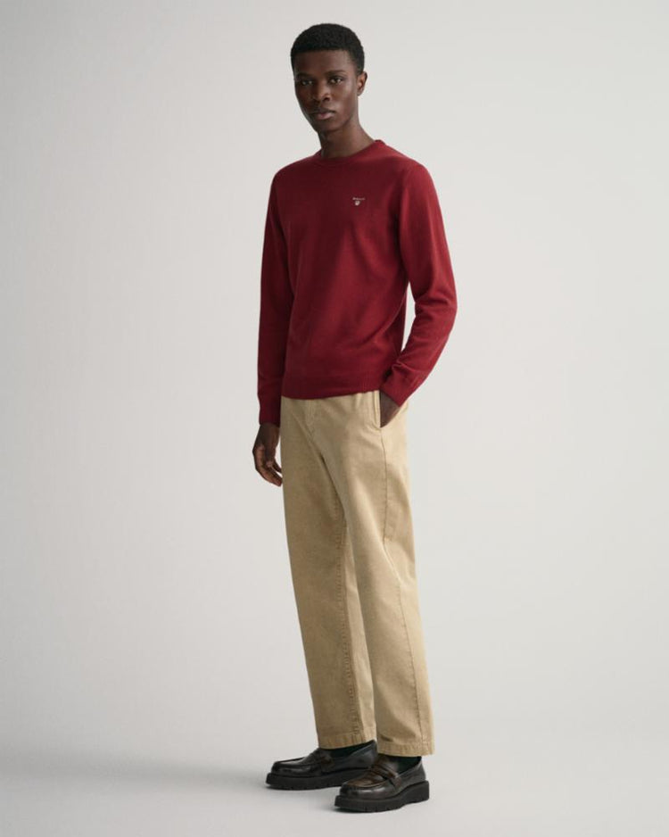 Gant Apparel Mens SUPERFINE LAMBSWOOL CREW 605/PORT RED