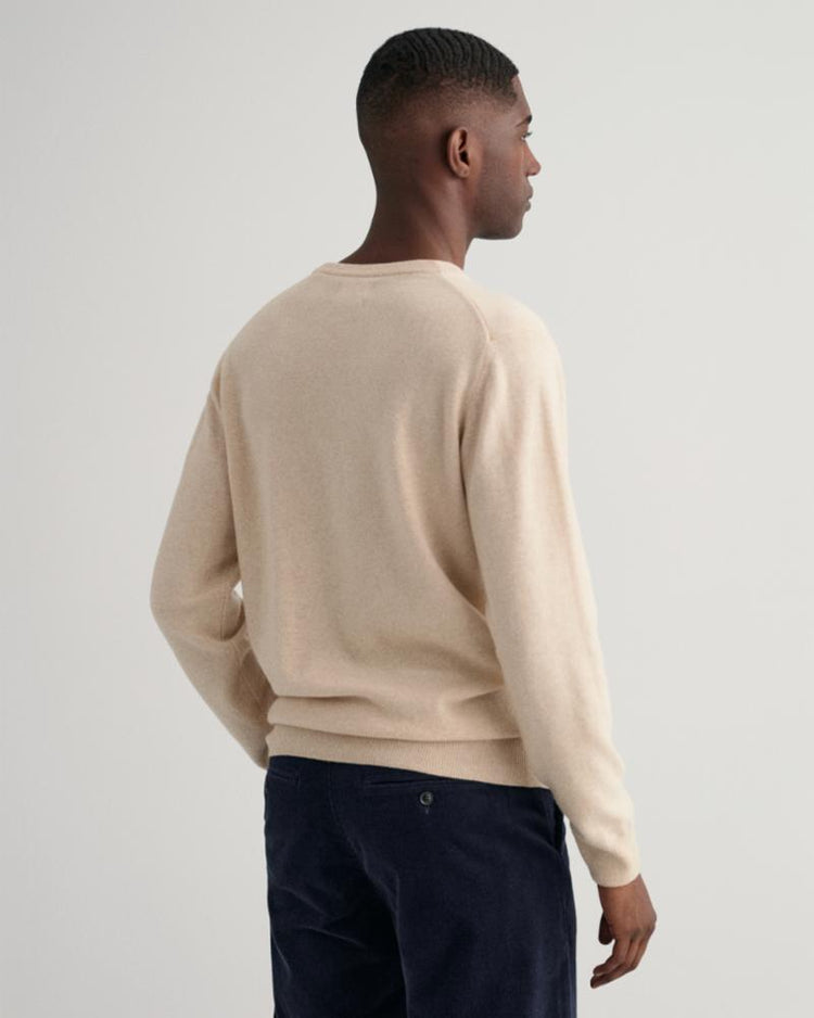 Gant Apparel Mens SUPERFINE LAMBSWOOL V-NECK 295/DK. SAND MELANGE
