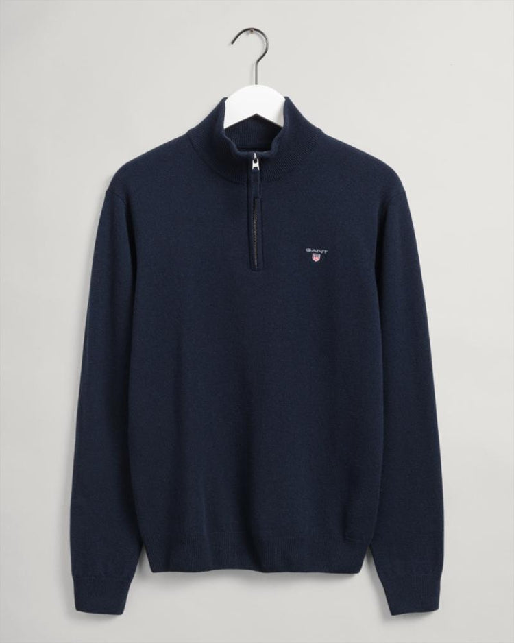 Gant Apparel Mens SUPERFINE LAMBSWOOL HALF ZIP 410/MARINE