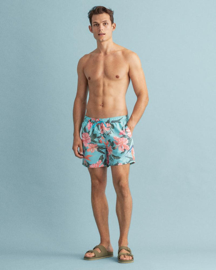 Gant Apparel Mens CF TROPICAL PRINT SWIM SHORTS 331/LIGHT AQUA GREEN