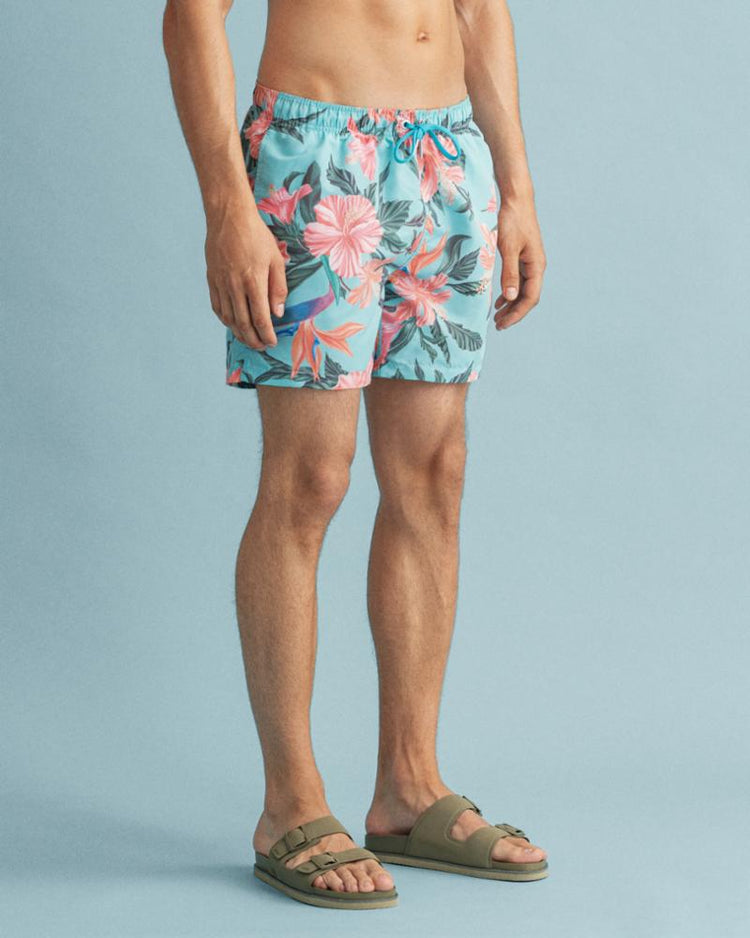 Gant Apparel Mens CF TROPICAL PRINT SWIM SHORTS 331/LIGHT AQUA GREEN