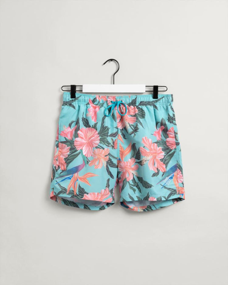 Gant Apparel Mens CF TROPICAL PRINT SWIM SHORTS 331/LIGHT AQUA GREEN