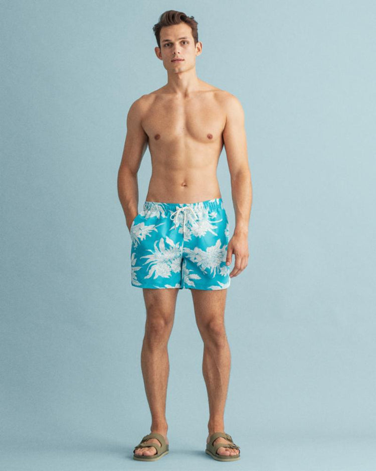 Gant Apparel Mens CF DAHLIA FLOWER PRINT SWIM SHORTS 350/TURQUOISE LAGOON