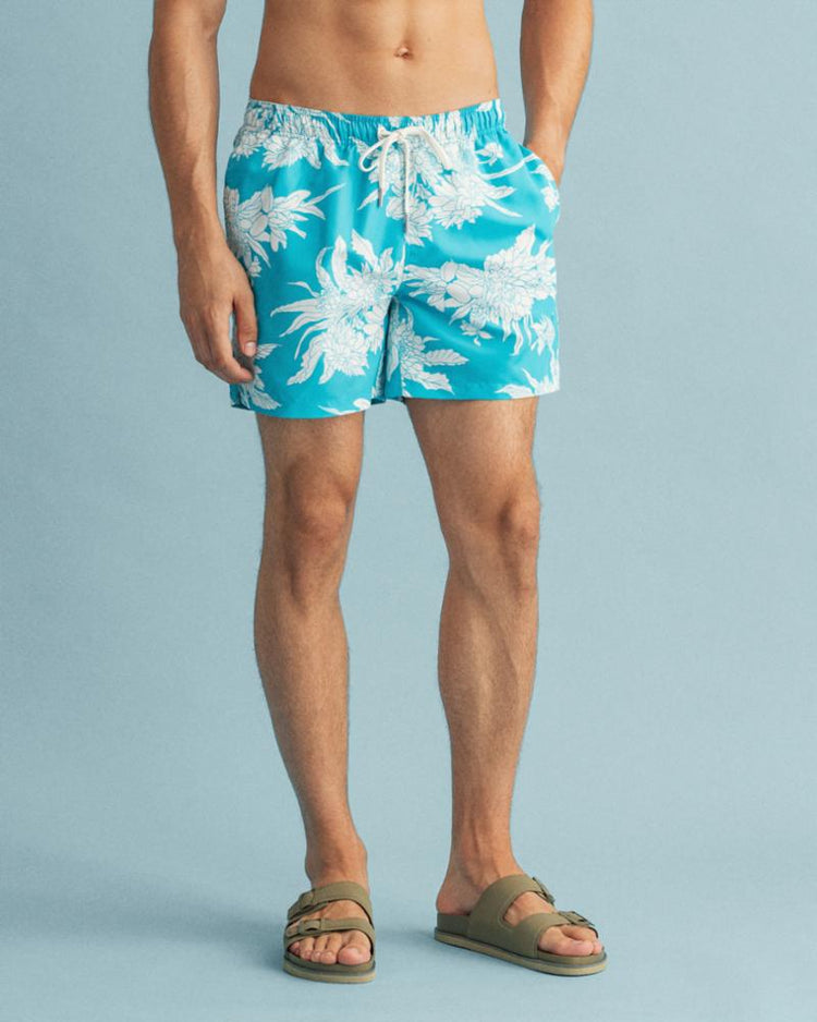 Gant Apparel Mens CF DAHLIA FLOWER PRINT SWIM SHORTS 350/TURQUOISE LAGOON