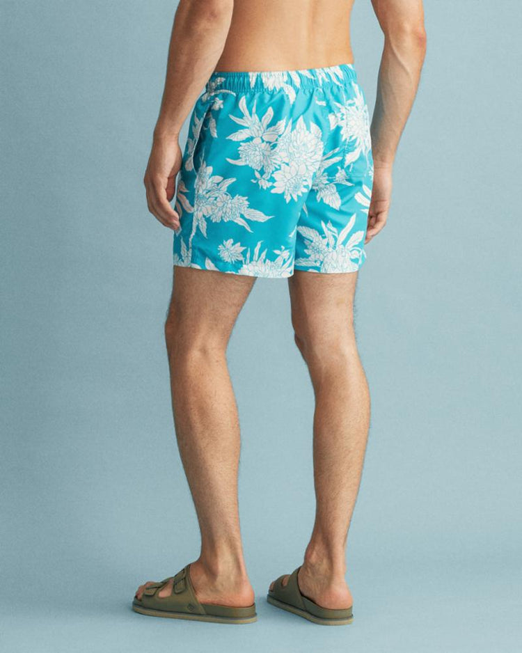 Gant Apparel Mens CF DAHLIA FLOWER PRINT SWIM SHORTS 350/TURQUOISE LAGOON