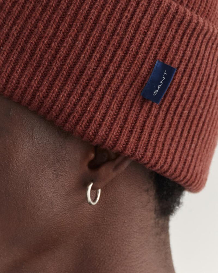 Gant Apparel Mens RIB KNIT BEANIE 276/COCOA BEAN