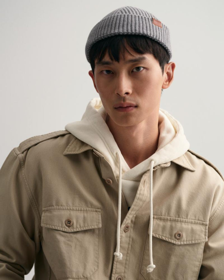 Gant Apparel Mens FISHERMAN COTTON BEANIE 92/DARK GREY MELANGE