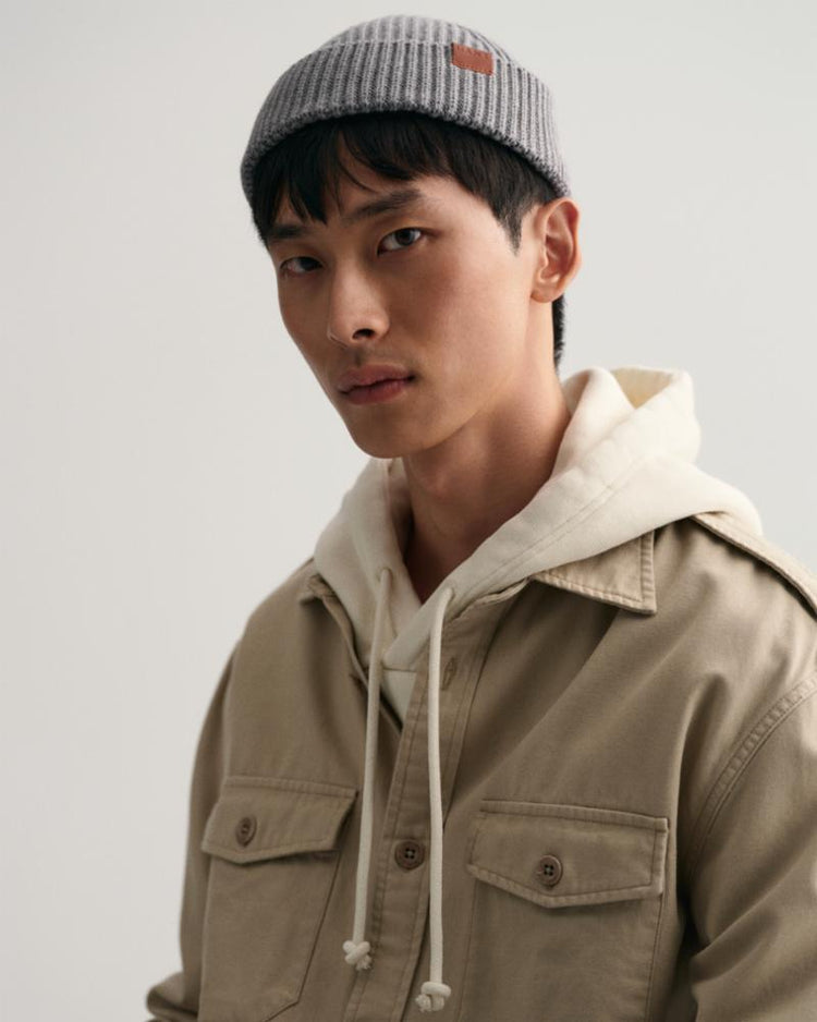 Gant Apparel Mens FISHERMAN COTTON BEANIE 92/DARK GREY MELANGE