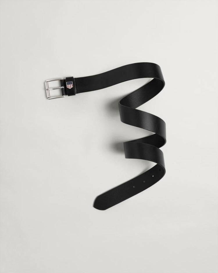 Gant Apparel Mens RETRO SHIELD LEATHER BELT 5/BLACK