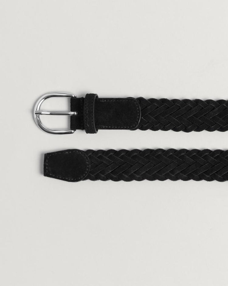 Gant Apparel Mens SUEDE BRAIDED BELT 5/BLACK