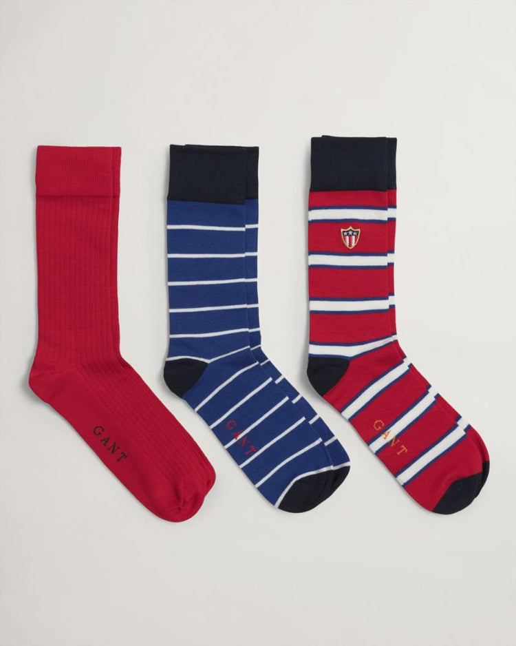 Gant Apparel Mens GANT BANNER SHIELD SOCKS 3P GB 620/BRIGHT RED