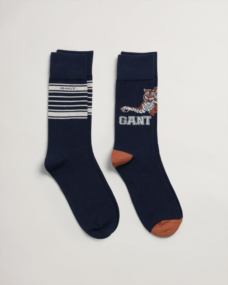 Gant Apparel Mens TIGER SOCKS 2-PACK 433/EVENING BLUE