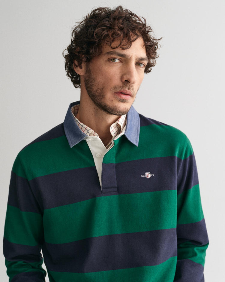 Gant Apparel Mens REG CHAMBRAY STRIPE HEAVY RUGGER 373/DEEP FOREST GREEN