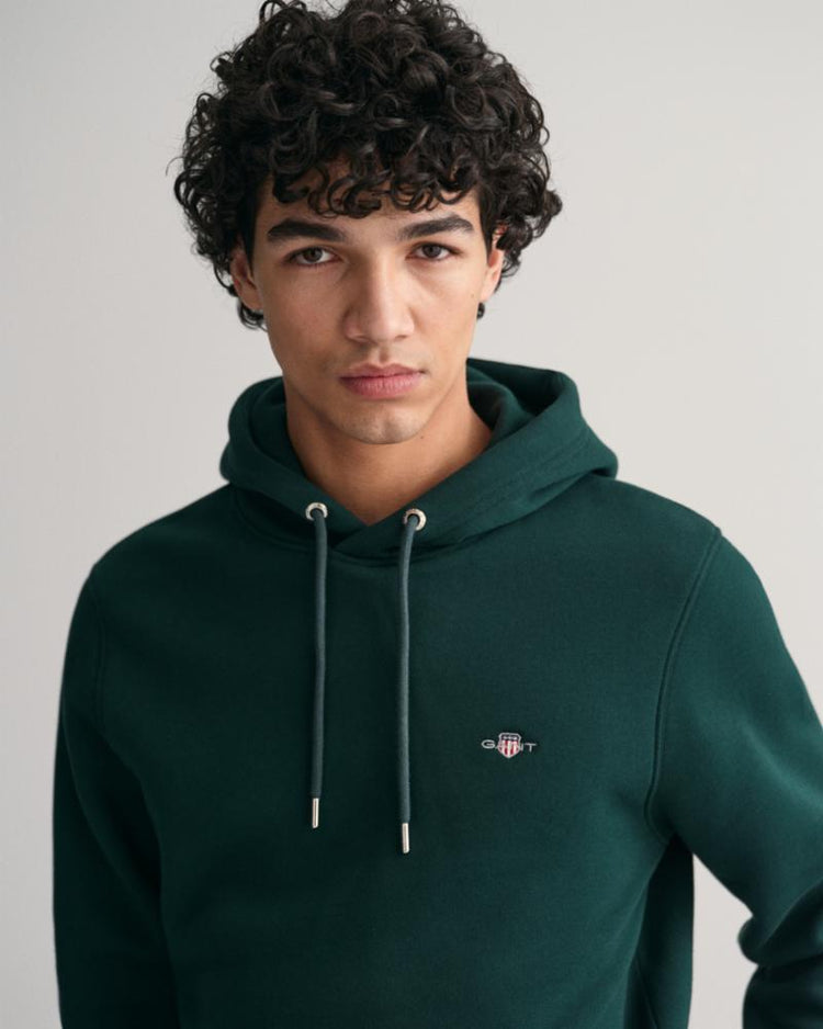 Gant Apparel Mens REG SHIELD HOODIE 374/TARTAN GREEN