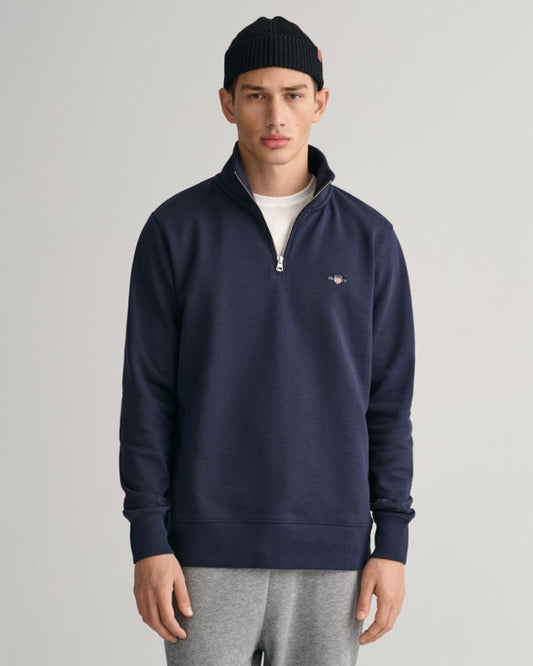 Gant Apparel Mens REG SHIELD HALF ZIP SWEAT 433/EVENING BLUE