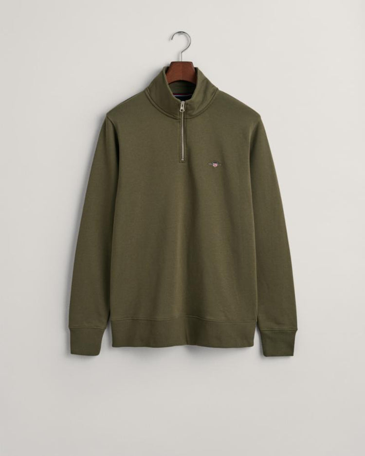 Gant Apparel Mens REG SHIELD HALF ZIP SWEAT 301/JUNIPER GREEN