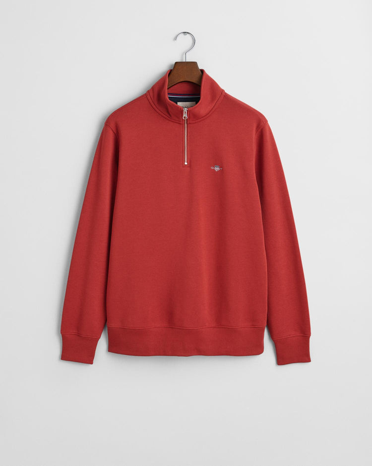 Gant Apparel Mens REG SHIELD HALF ZIP SWEAT 612/IRON RED