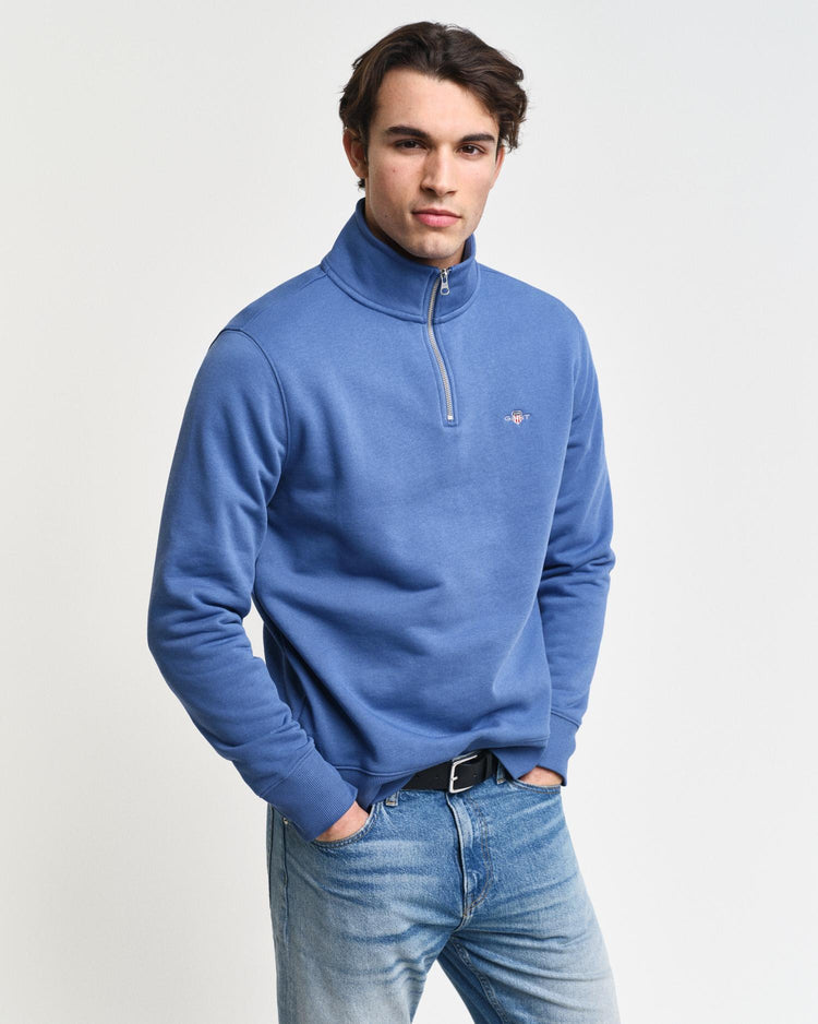 Gant Apparel Mens REG SHIELD HALF ZIP SWEAT 442/VINTAGE BLUE