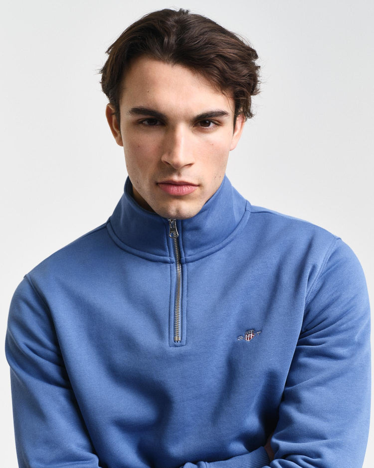 Gant Apparel Mens REG SHIELD HALF ZIP SWEAT 442/VINTAGE BLUE