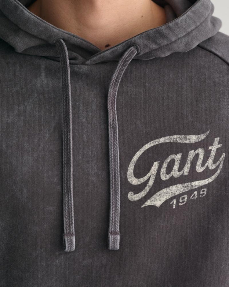 Gant Apparel Mens HEAVY WASH HOODIE 011/DARK GRAPHITE