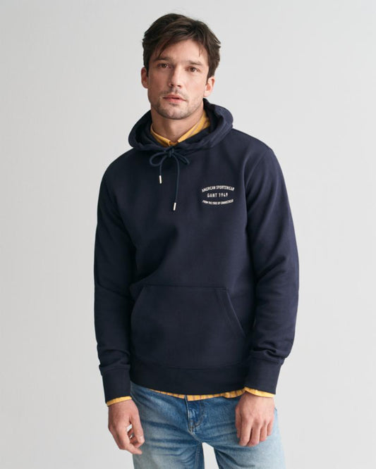 Gant Apparel Mens SMALL GRAPHIC SWEAT HOODIE 433-EVENING BLUE