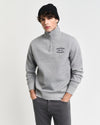 Gant Apparel Mens SMALL GRAPHIC SWEAT HALF ZIP 093-GREY MELANGE