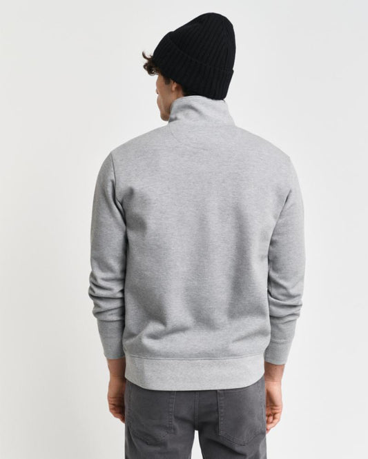 Gant Apparel Mens SMALL GRAPHIC SWEAT HALF ZIP 093-GREY MELANGE