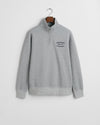 Gant Apparel Mens SMALL GRAPHIC SWEAT HALF ZIP 093-GREY MELANGE