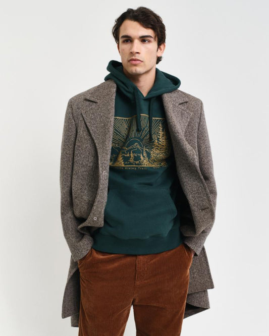 Gant Apparel Mens GRAPHIC SWEAT HOODIE 374/TARTAN GREEN